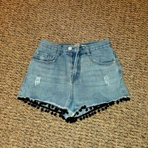 Primark Light Denim Shorts with Fringe